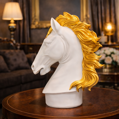 Luxury White Jack Horse Decor Sculpture | EnamorarDecor