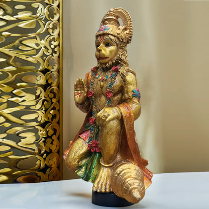 Golden Color Hanuman Ji Sitting Statue | EnamorarDecor