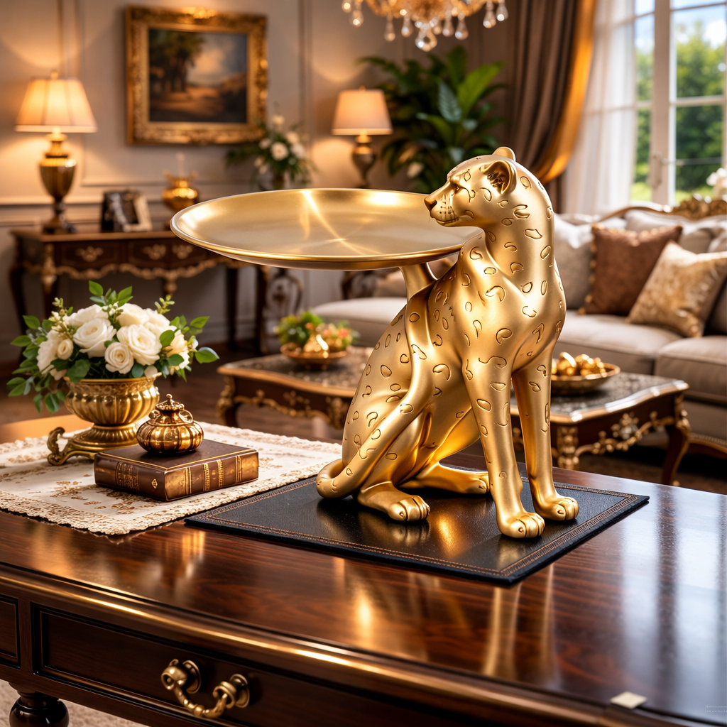 Luxury Golden Leopard Plate Decor | EnamorarDecor