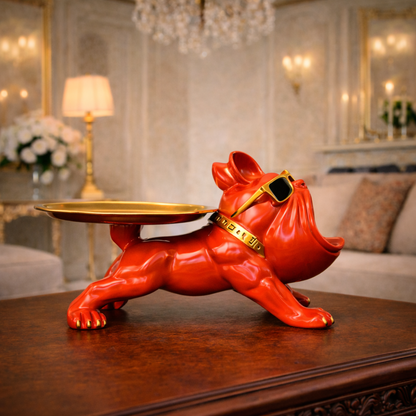 Luxury Orange French Bulldog Statue & Key Tray | EnamorarDecor