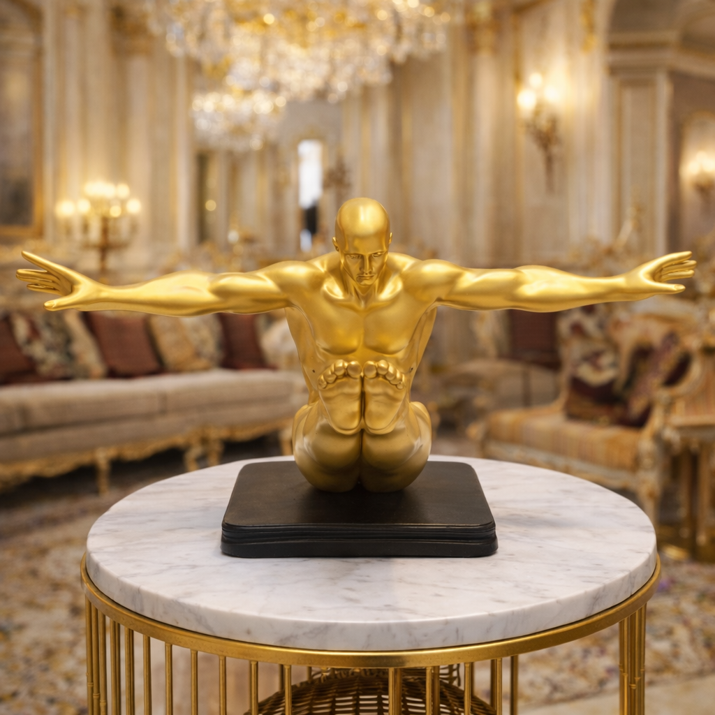 Luxury Golden Sitting Gymnast Decor Sculpture | EnamorarDecor