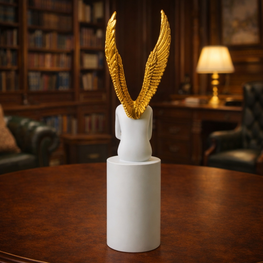 Golden Wings White Angel Sculpture | EnamorarDecor