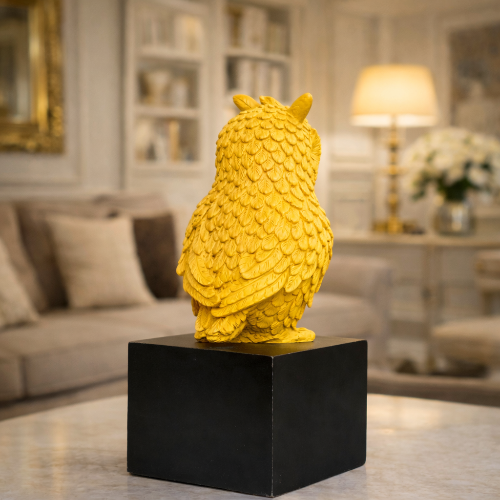 Luxury Yellow Owl Decorative Statue | EnamorarDecor