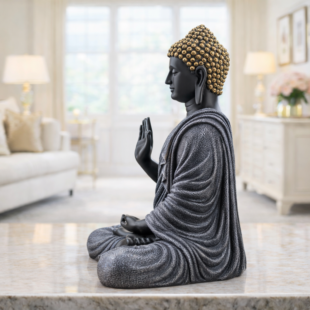 Luxury Big Black & Grey Buddha Statue | EnamorarDecor