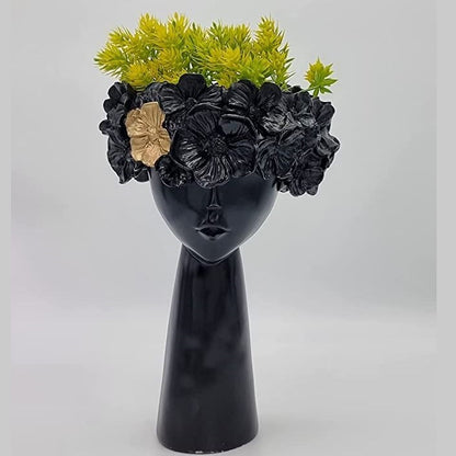 Black Lady Flower Pot Set Made of Resin | EnamorarDecor