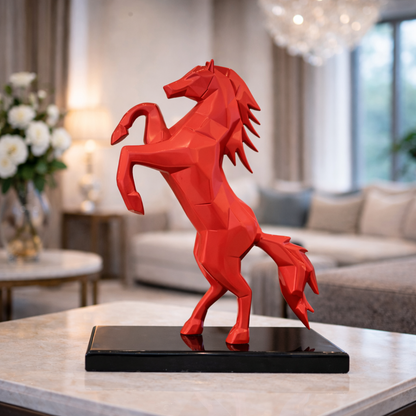 Royal Red Rearing Victory Ferrari Horse Statue | EnamorarDecor