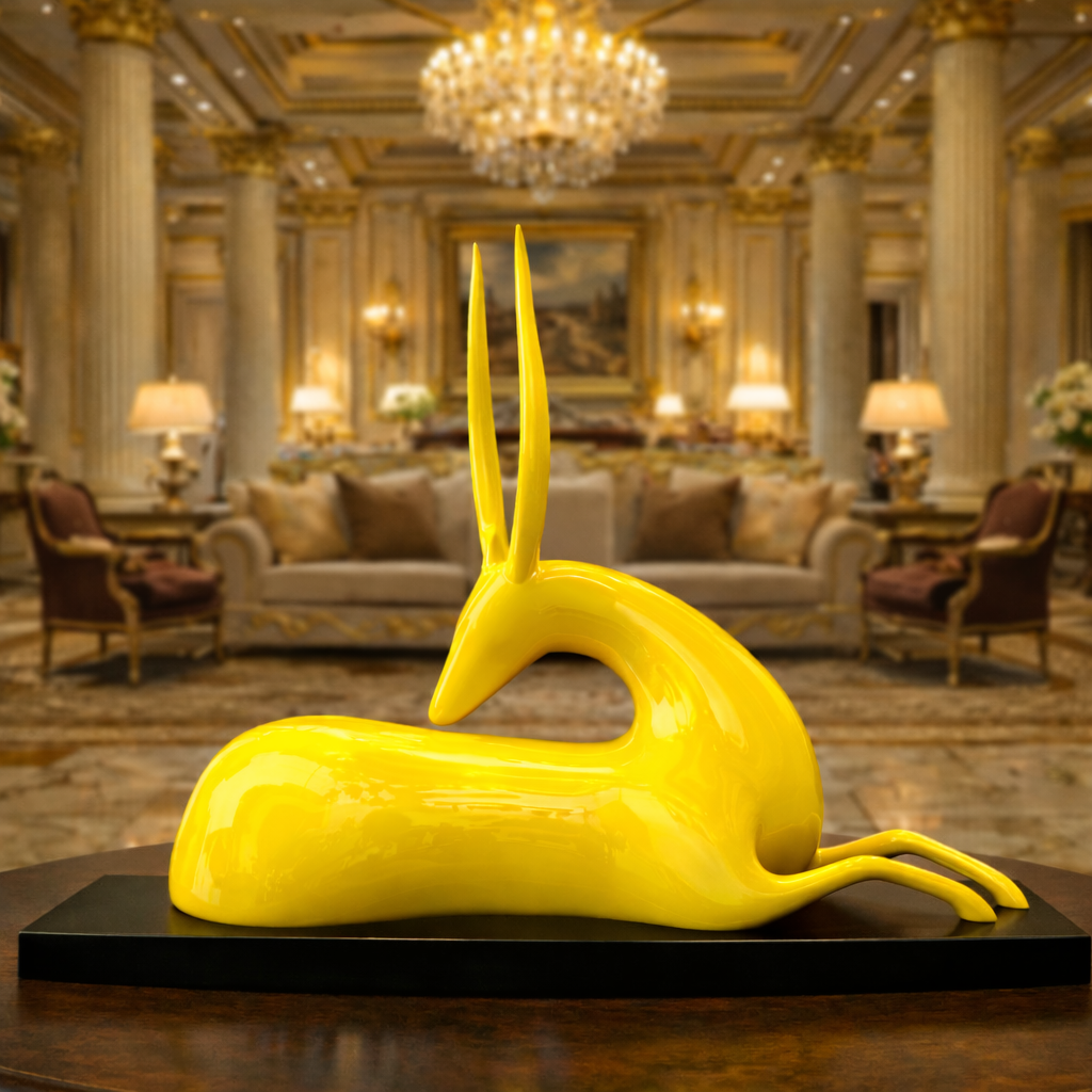 Luxury Yellow Big Deer Statement Decor | EnamorarDecor