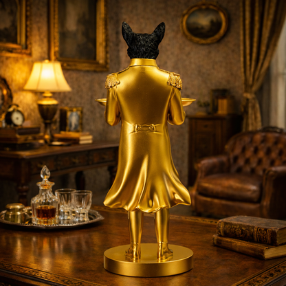 Luxury Golden Wolf Decor with Tray Statue | EnamorarDecor