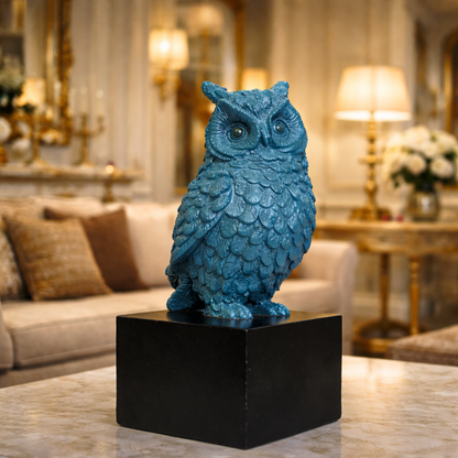 Luxury Blue Owl Decorative Statue | EnamorarDecor