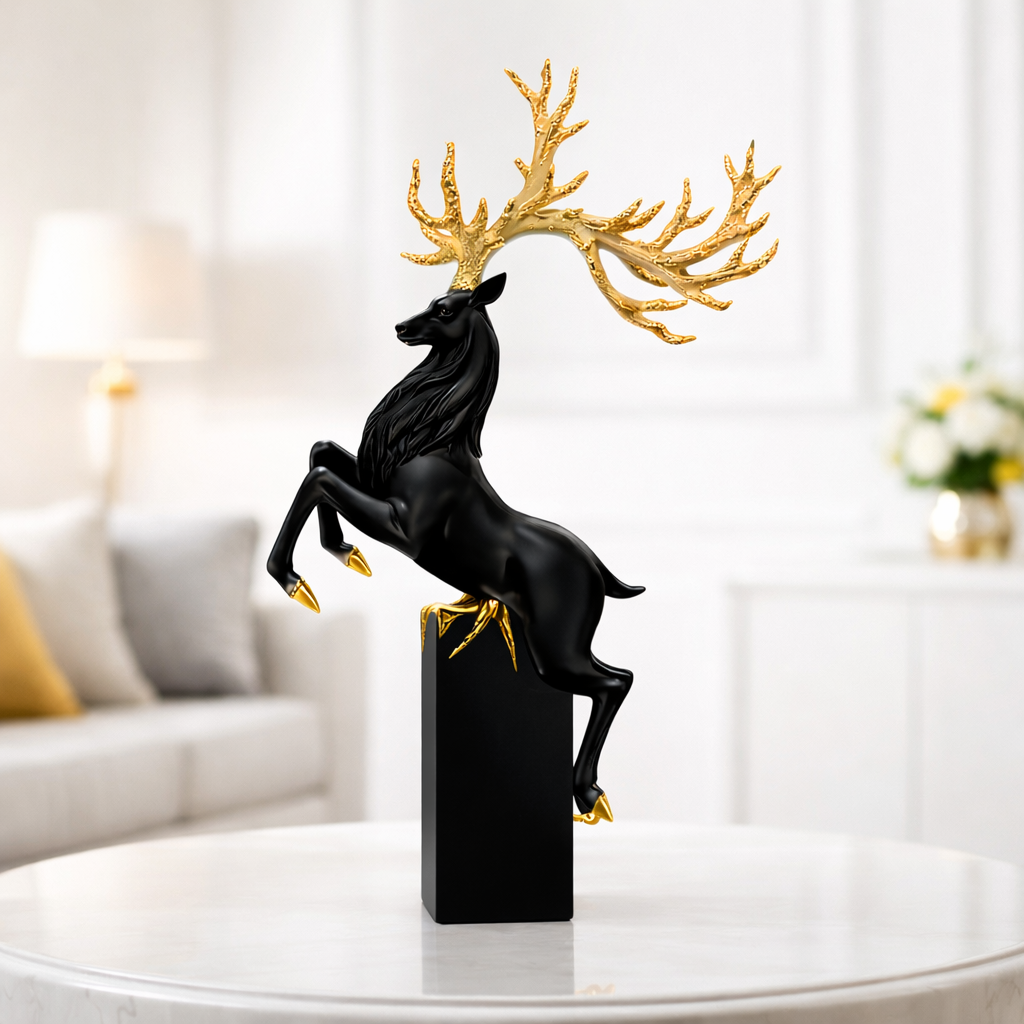 Luxury Black Deer Grandeur Showpiece | EnamorarDecor