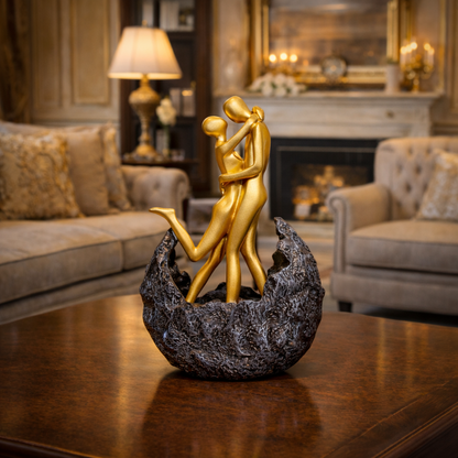 Luxury Golden & Black Moon Couple Sculpture | EnamorarDecor