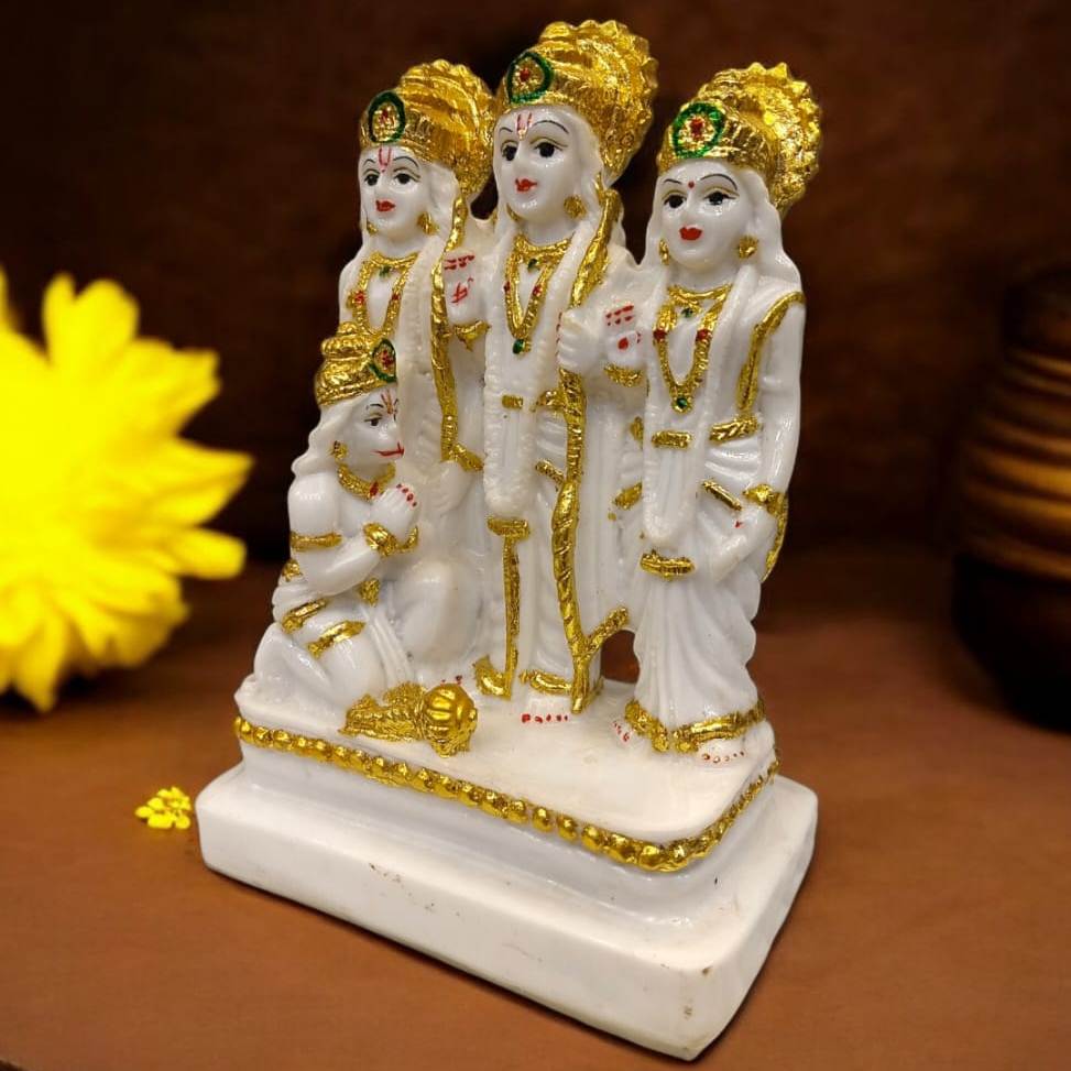 White Ram Darbar Small Marble Dust Statue | EnamorarDecor