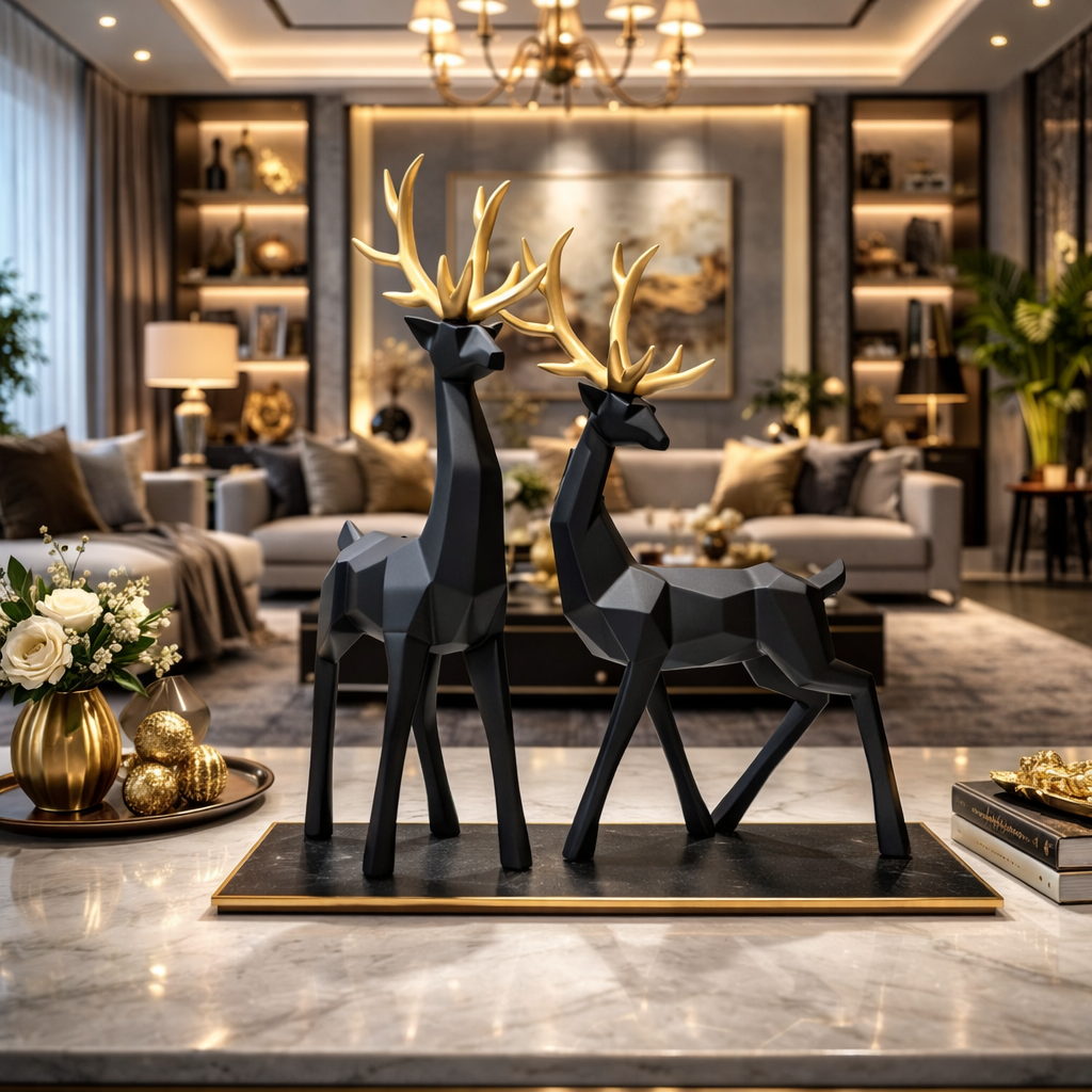 Luxury Black Reindeer Set Showpiece | EnamorarDecor