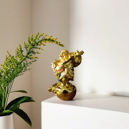 Gold Platted Standing Buddha Resin Statue | EnamorarDecor