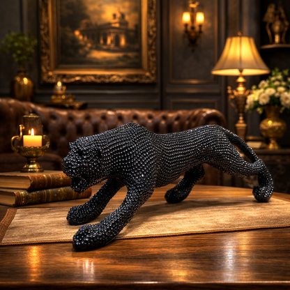 Luxury Black Dotted Cheetah Long Sculpture | EnamorarDecor