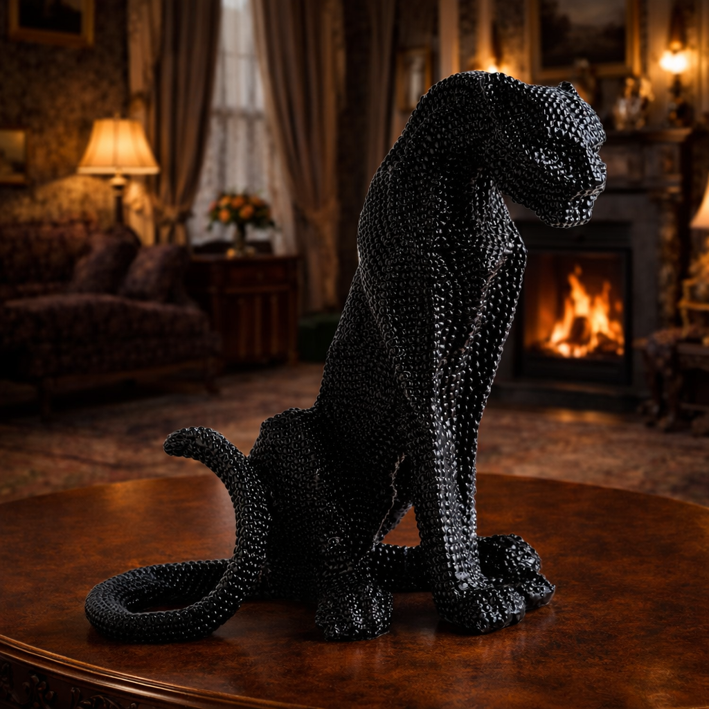 Luxury Black Dotted Sitting Cheetah Decor | EnamorarDecor