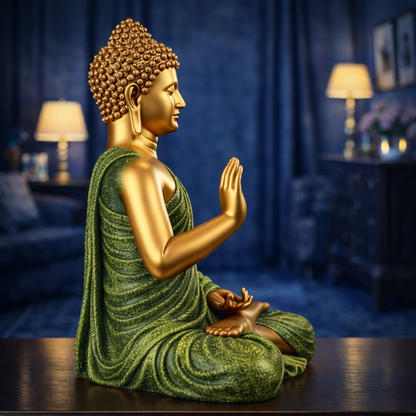 Luxury Big Golden & Green Buddha Statue | EnamorarDecor