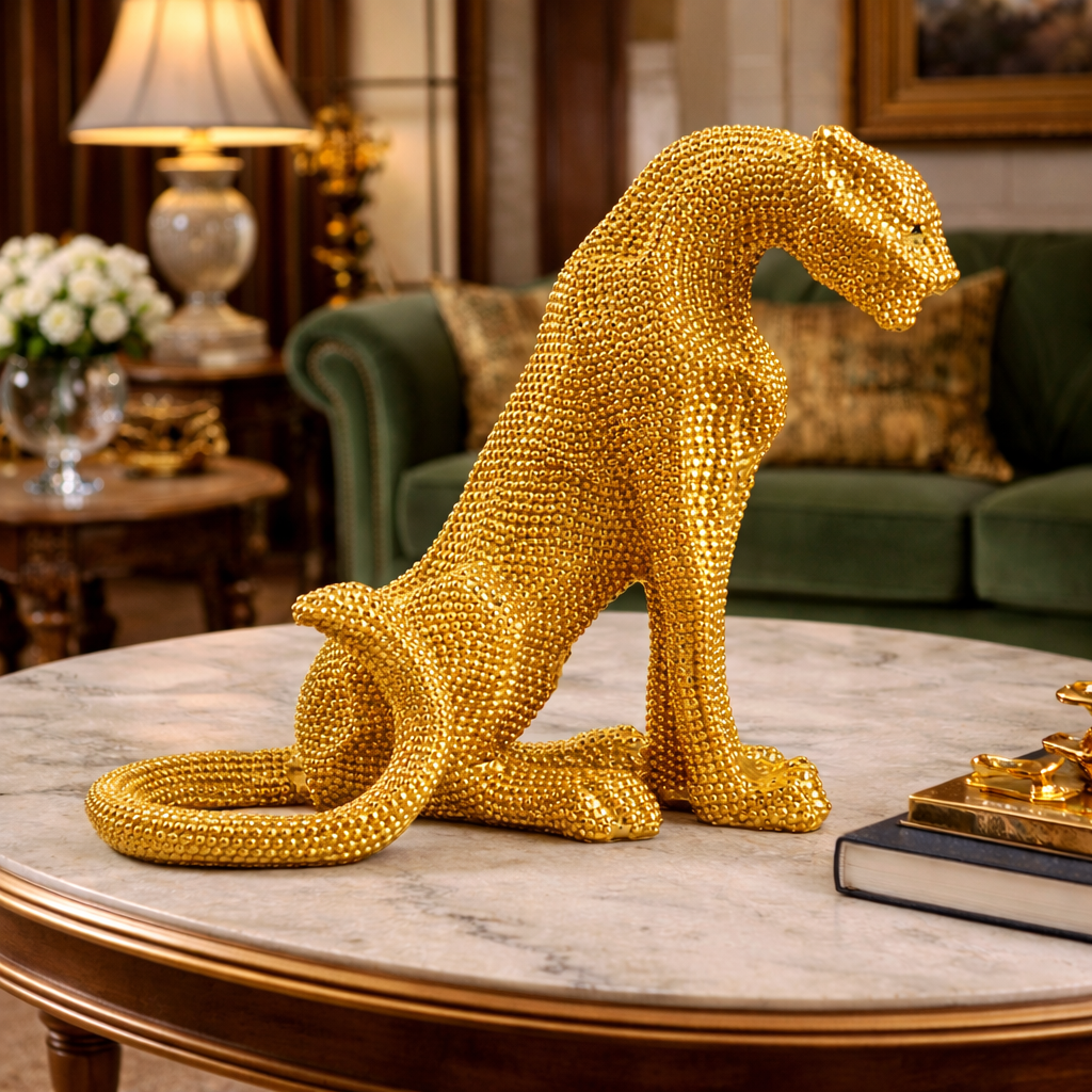 Luxury Gold Dotted Sitting Cheetah Decor | EnamorarDecor