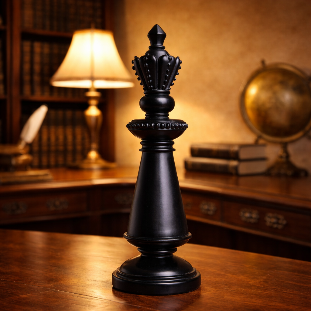 Luxury Black Chess Pieces King, Queen & Knight | EnamorarDecor