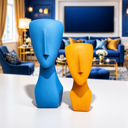 Luxury Blue & Orange Euro Face Decor Set | EnamorarDecor