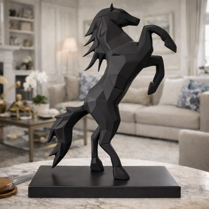 Royal Black Rearing Victory Ferrari Horse Statue | EnamorarDecor
