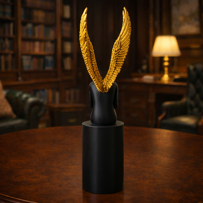 Golden Wings Black Angel Sculpture | EnamorarDecor
