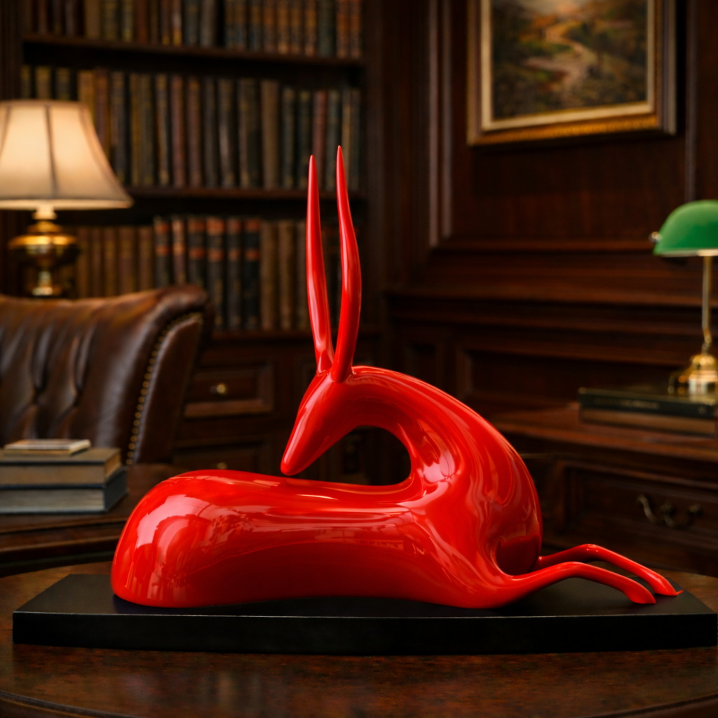 Luxury Red Big Deer Statement Decor | EnamorarDecor