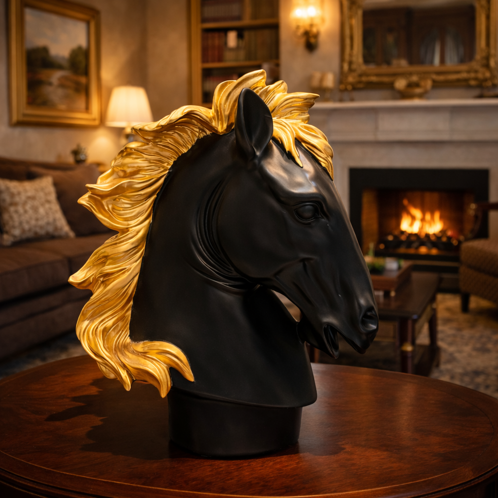 Luxury Black Jack Horse Decor Sculpture | EnamorarDecor