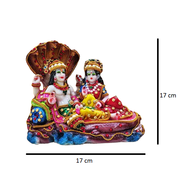 Multicolor Laxmi Narayan Ji on Sheshnag Resin Statue | EnamorarDecor