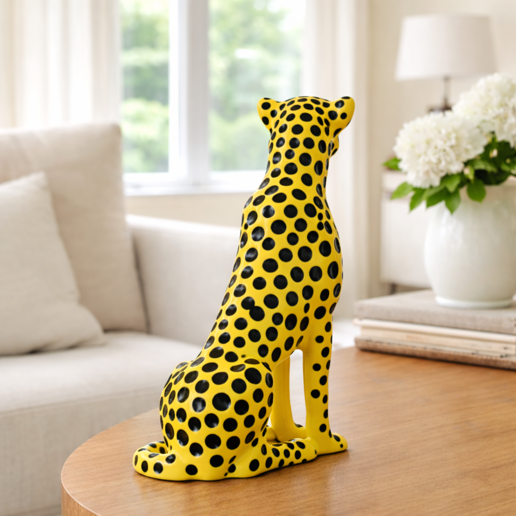 Luxury Yellow Small Cheetah Statue | EnamorarDecor