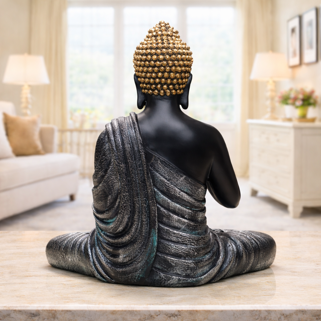 Luxury Big Black & Grey Buddha Statue | EnamorarDecor