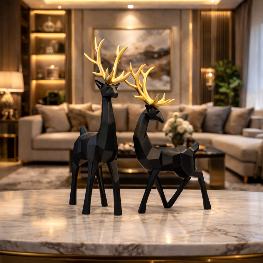 Luxury Black Reindeer Set Showpiece | EnamorarDecor