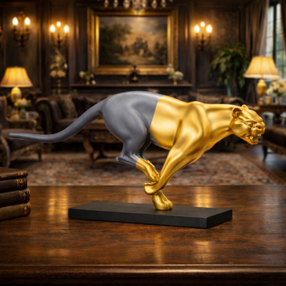 Luxury Grey Leap of Life Panther Statue | EnamorarDecor