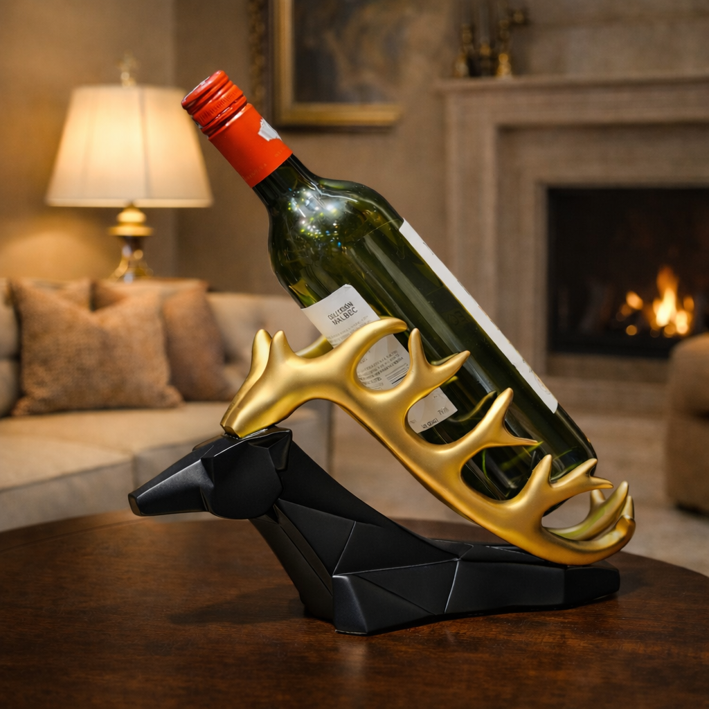 Luxury Black Deer Head Wine Bottle Holder | EnamorarDecor