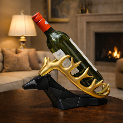 Luxury Black Deer Head Wine Bottle Holder | EnamorarDecor