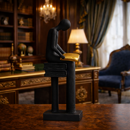 Luxury Black Reading Man Book Statue | EnamorarDecor