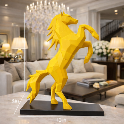 Royal Yellow Rearing Victory Ferrari Horse Statue | EnamorarDecor