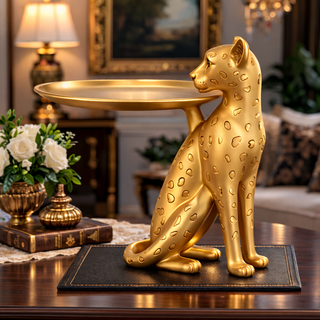 Luxury Golden Leopard Plate Decor | EnamorarDecor