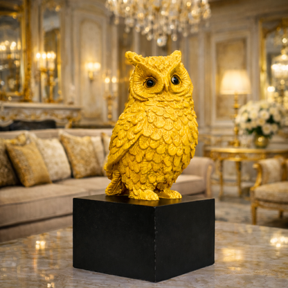 Luxury Yellow Owl Decorative Statue | EnamorarDecor