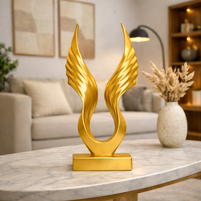 Luxury Golden Abstract Angel Wings Statue | EnamorarDecor