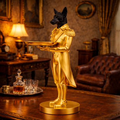 Luxury Golden Wolf Decor with Tray Statue | EnamorarDecor