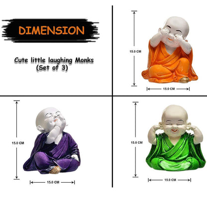 Multicolor Resin Laughing Buddha Set of 3 | EnamorarDecor