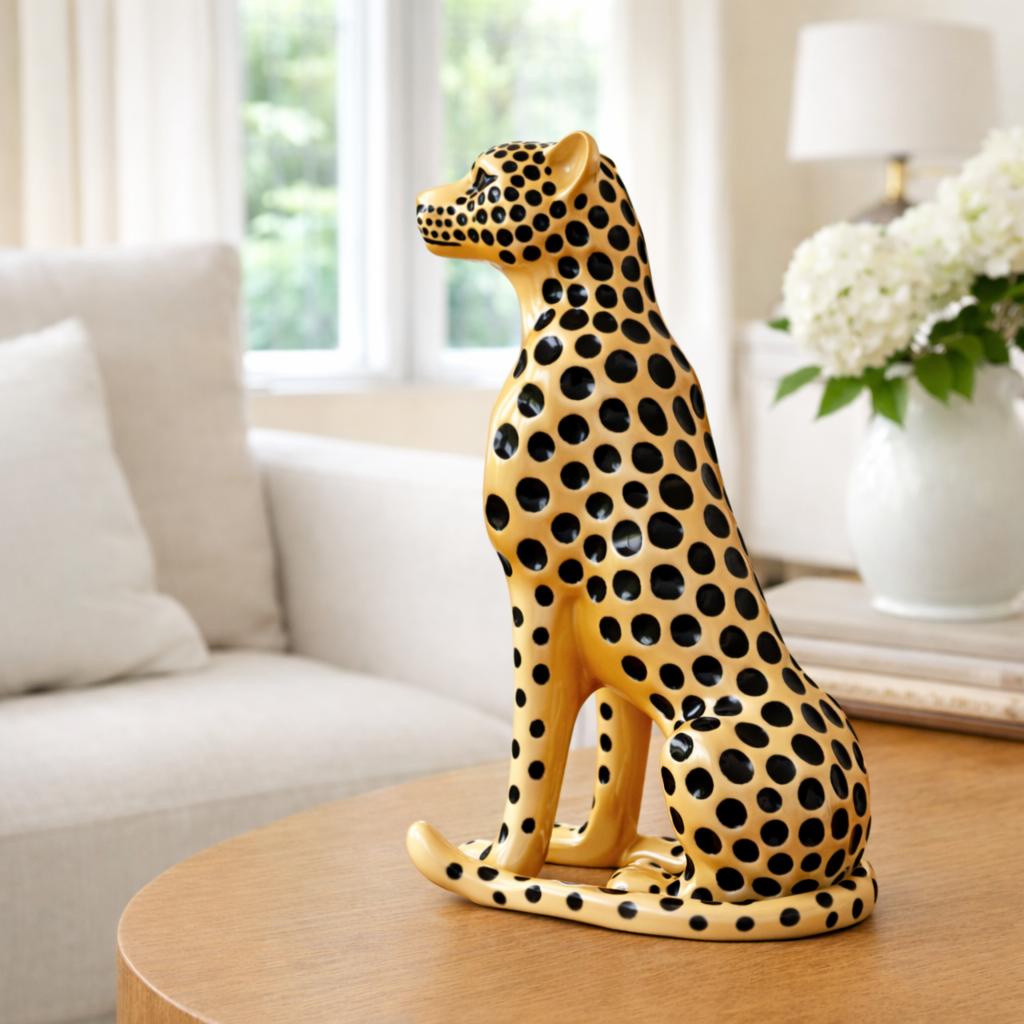 Luxury Golden Small Cheetah Statue | EnamorarDecor