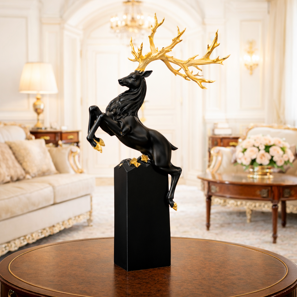 Luxury Black Deer Grandeur Showpiece | EnamorarDecor