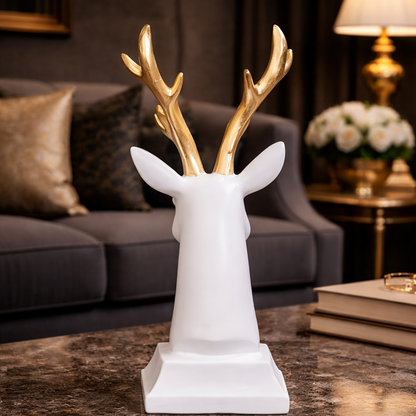 Luxury White Deer Head Gold Horn Decor | EnamorarDecor
