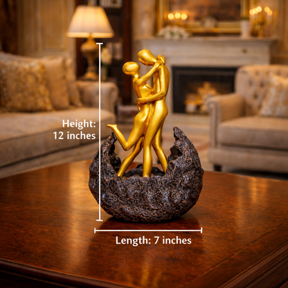 Luxury Golden & Black Moon Couple Sculpture | EnamorarDecor