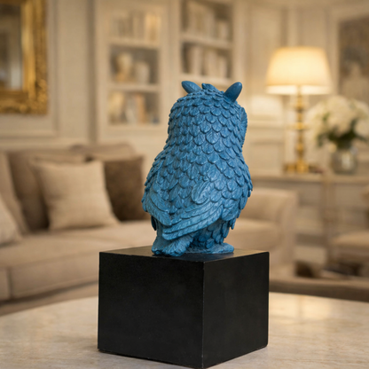 Luxury Blue Owl Decorative Statue | EnamorarDecor