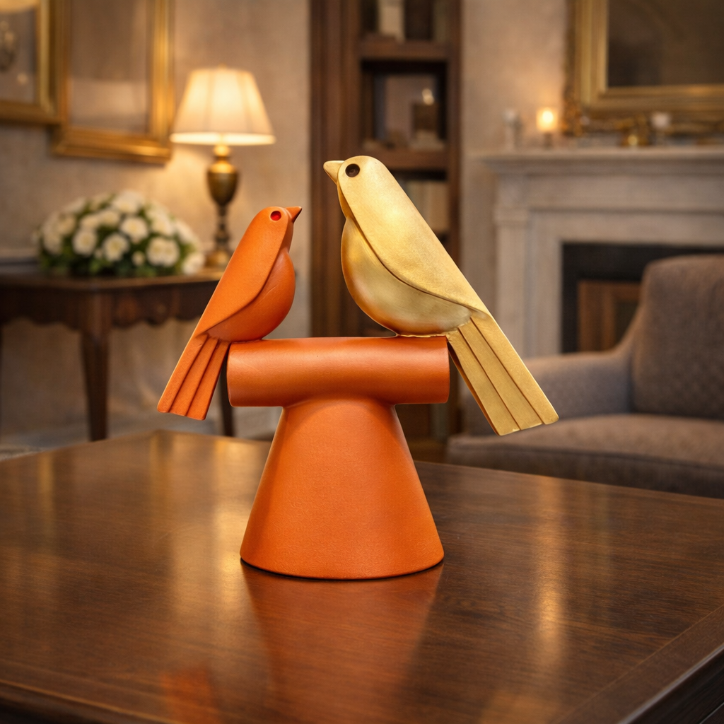 Luxury Orange & Gold Bird Nest Decor | EnamorarDecor