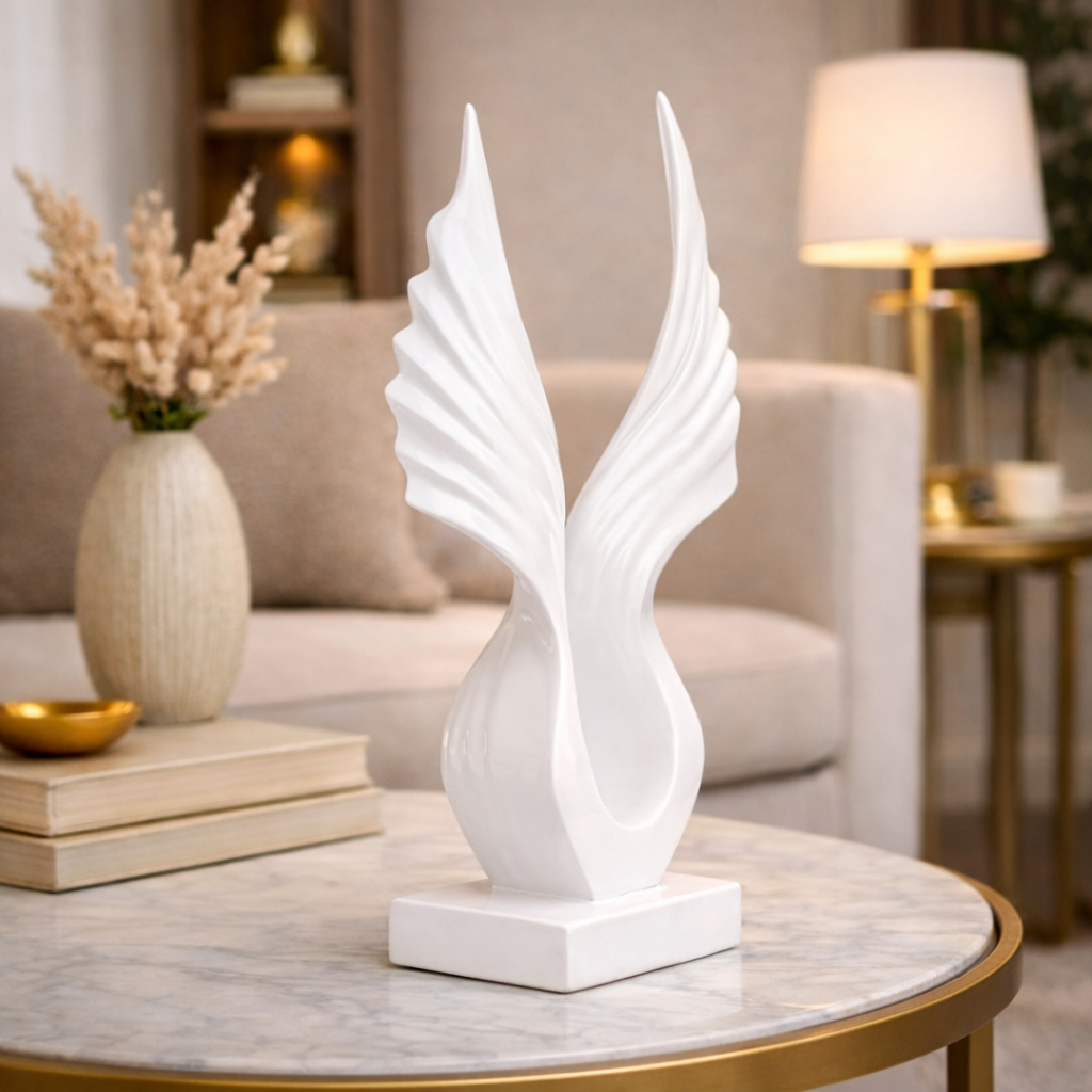 Luxury White Abstract Angel Wings Statue | EnamorarDecor