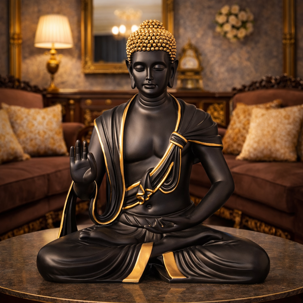 Luxury Black Big Buddha Premium Statue | EnamorarDecor
